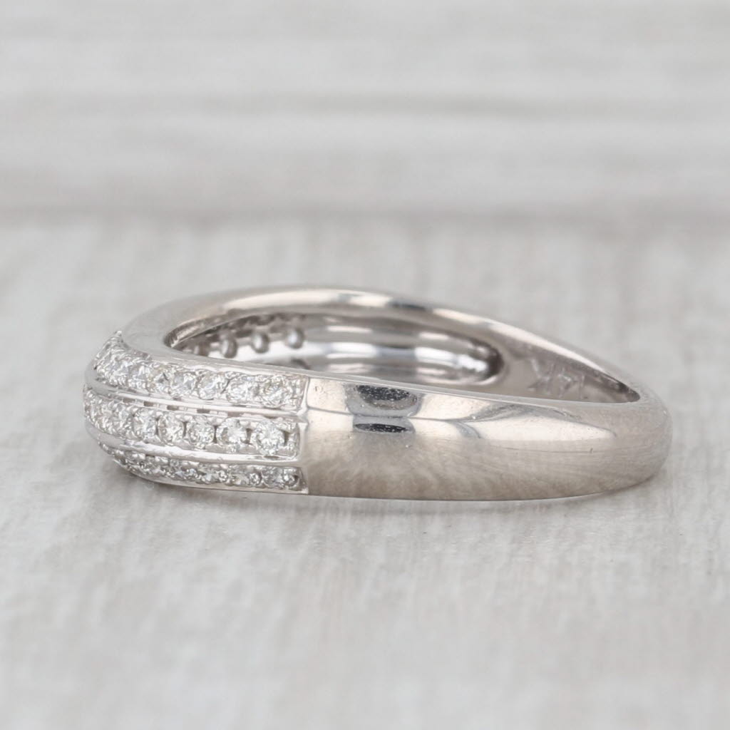 0.50ctw 3 Row Diamond Ring 14k White Gold Size 6.75 Wedding Anniverary Band