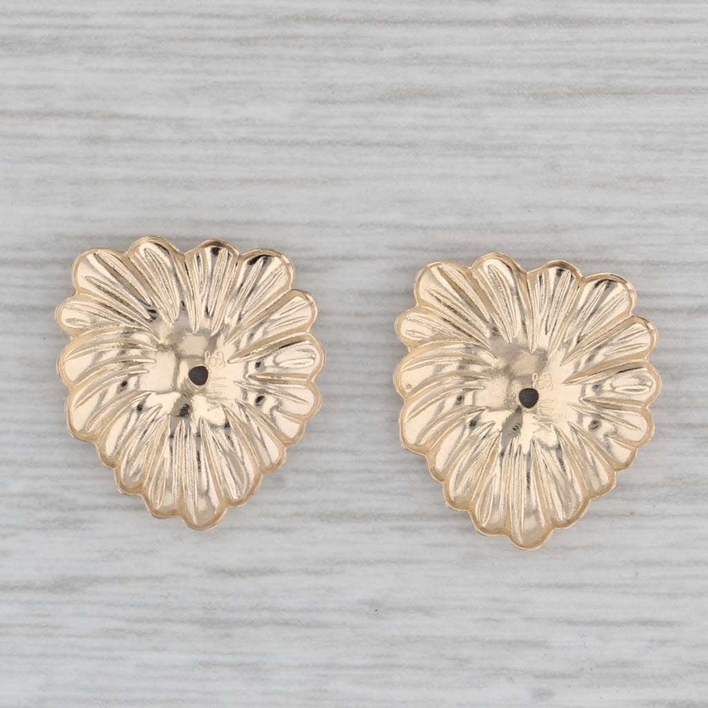 Gray Flower Earring Enhancers 14k Yellow Gold For Stud Earrings