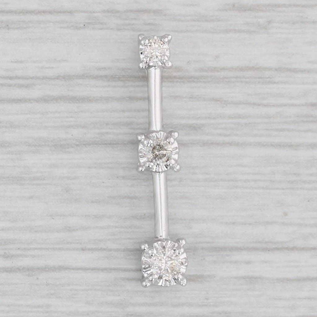 Light Gray 0.14ctw Diamond Journey Pendant 10k White Gold Round 3-Stone