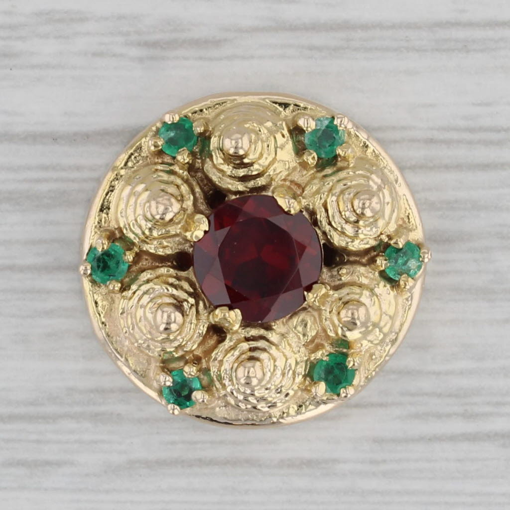 Gray 1.84ctw Garnet Emerald Slide Charm Bracelet 14k Yellow Gold Vintage Hans L