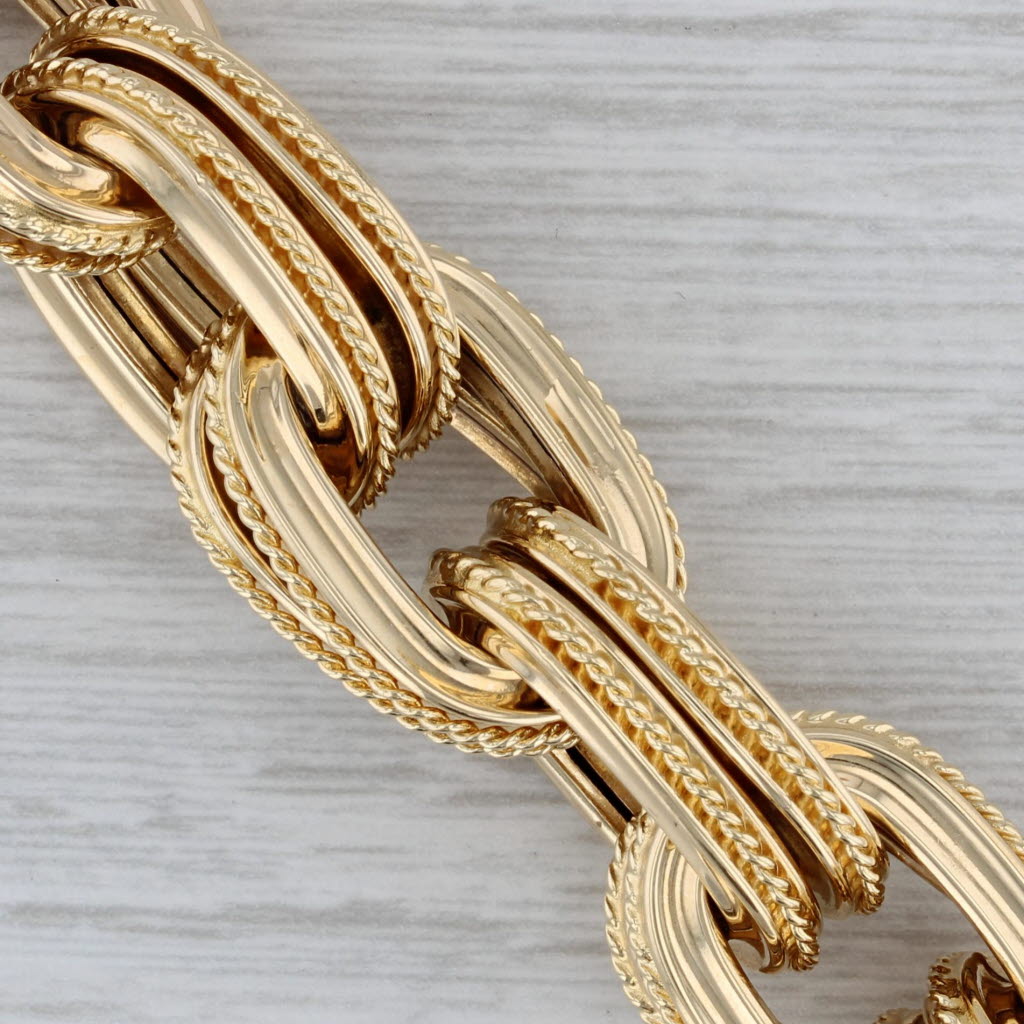 Gray Chunky Cable Chain Bracelet 18k Yellow Gold 7" 14.2mm