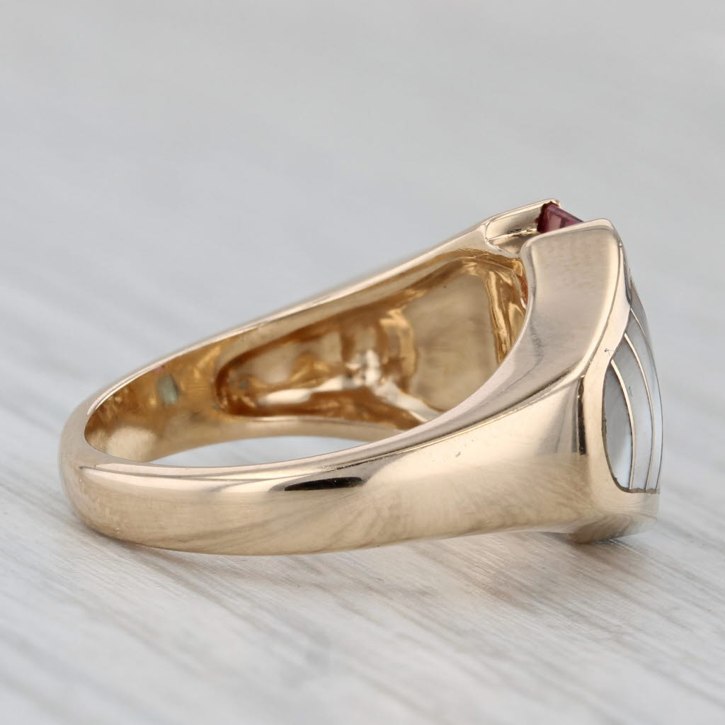 Gray Kabana Mother of Pearl Topaz Amethyst Tourmaline 14k Yellow Gold Size 6.25