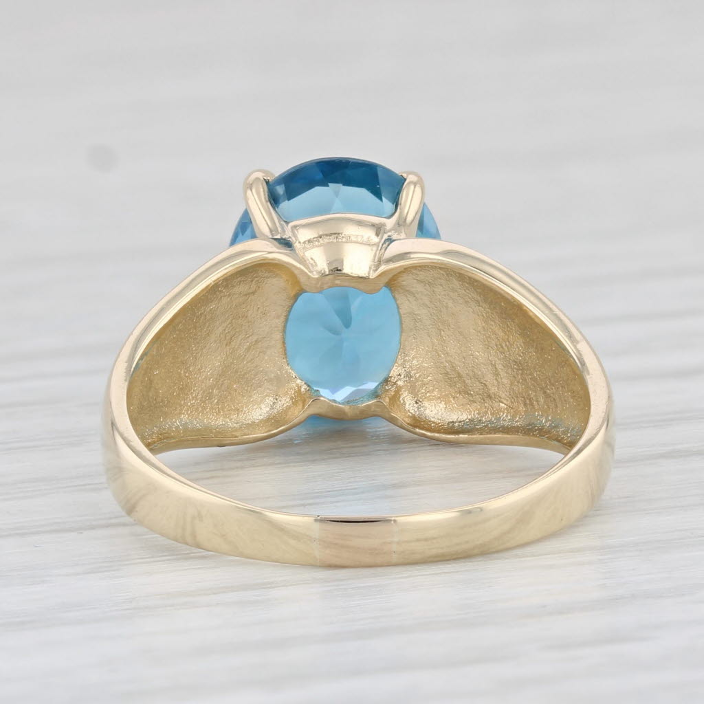 Light Gray 4.60ct Oval Solitaire Blue Topaz Ring 14k Yellow Gold Size 7.5