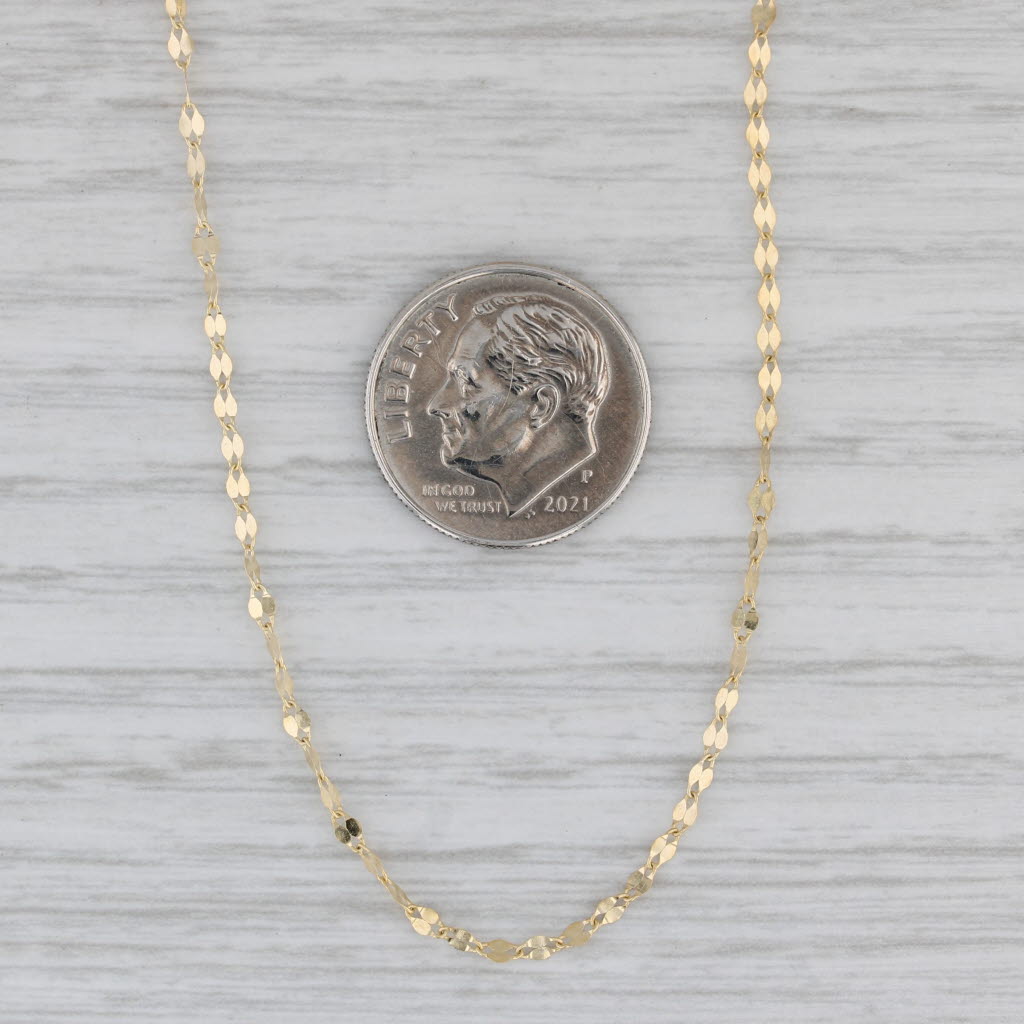 Gray New Gucci Chain Necklace 14k Yellow Gold 17.5" 1.4mm Magnetic Clasp