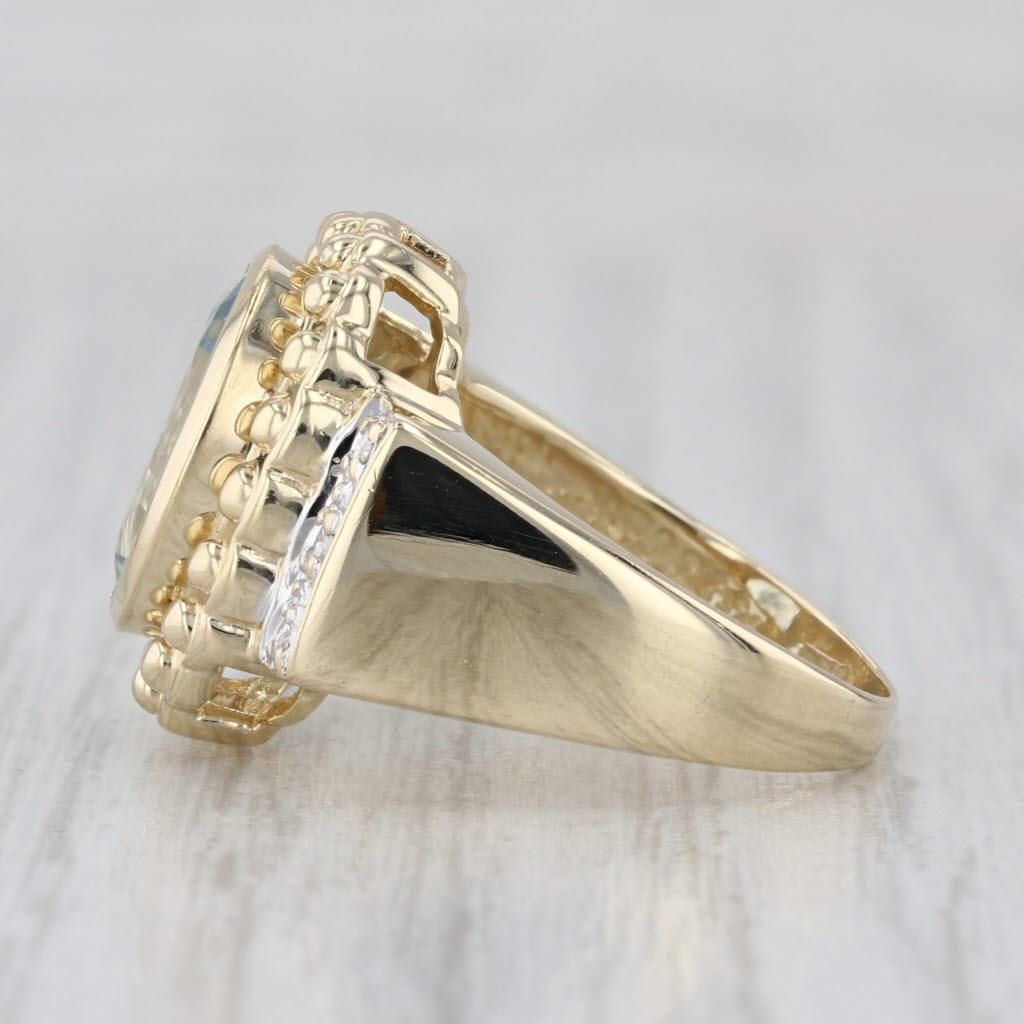 2.89ctw Oval Aquamarine Diamond Ring 14k Yellow Gold Size 6.25