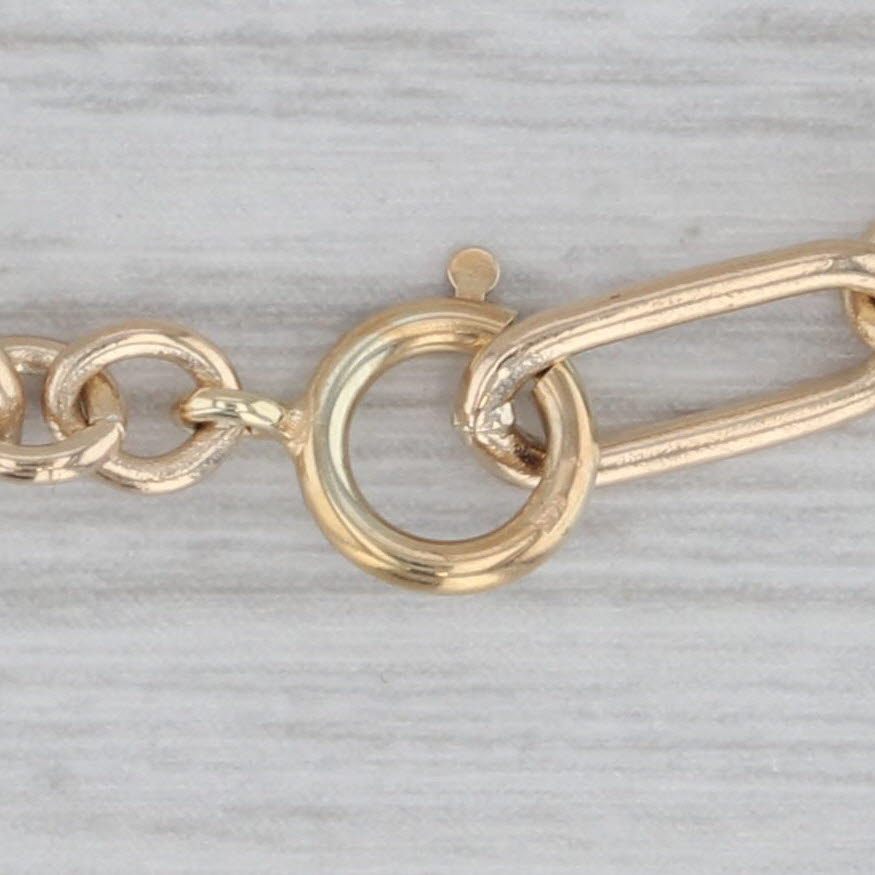 Gray Oval & Round Links Cable Chain Necklace 14k Yellow Gold Long 26.25" 4.5mm