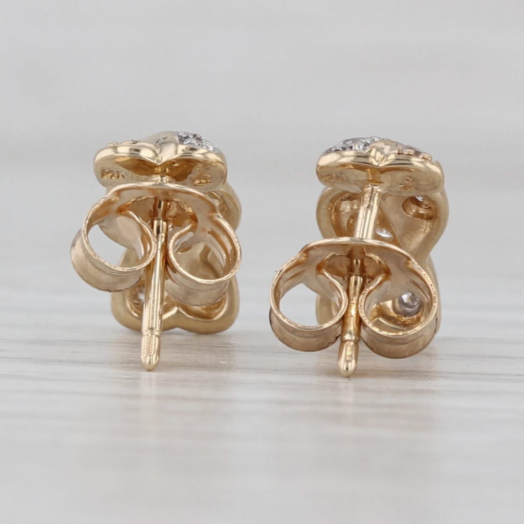 Light Gray 0.10ctw Diamond Woven Drop Stud Earrings 14k Yellow Gold