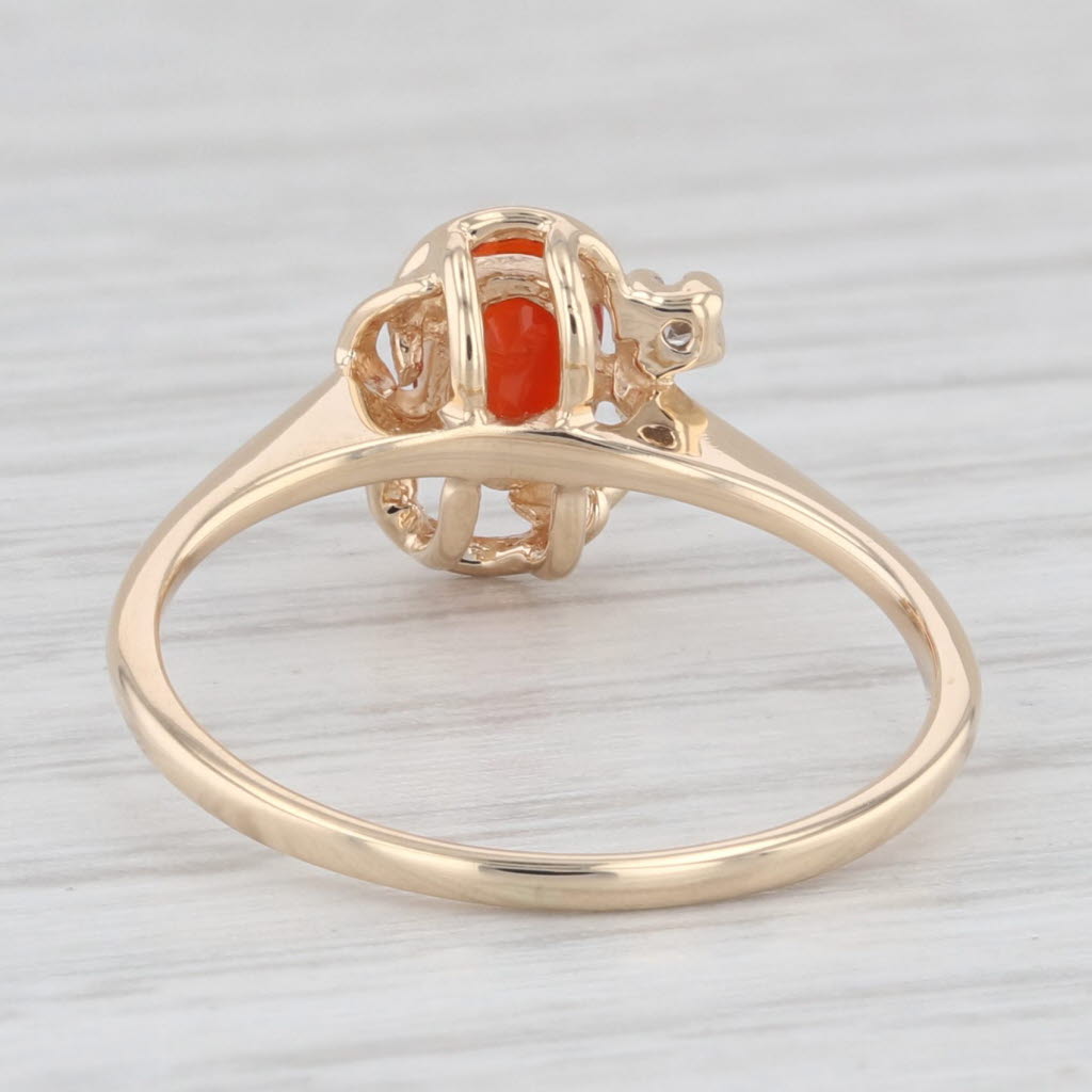Light Gray Fire Opal Diamond Accent 14K Yellow Gold Ring Size 5.5