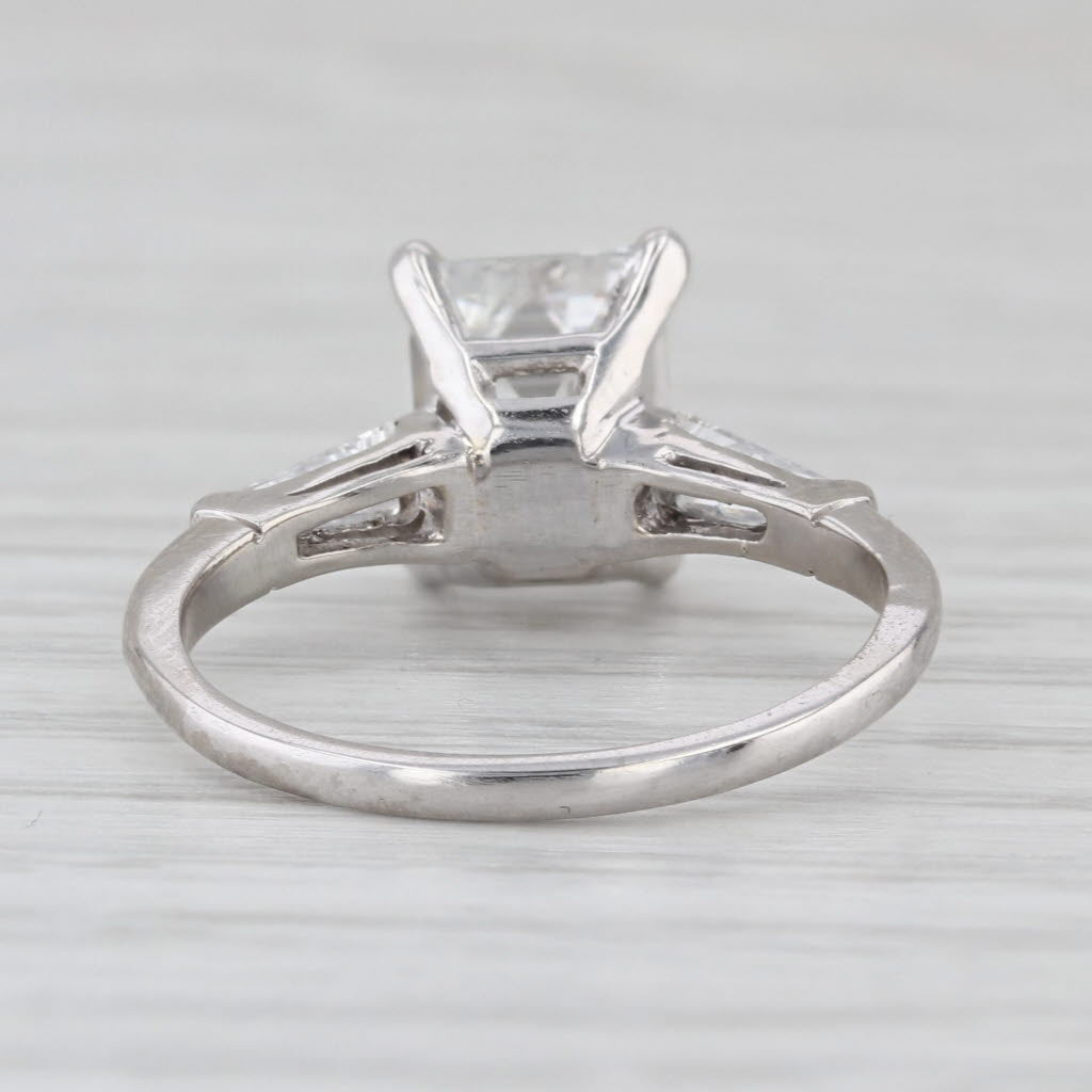 2.32ctw GIA Emerald Cut Diamond Engagement Ring Platinum Size 6.25