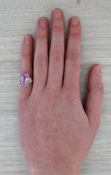 Effy 6.81ctw Light Amethyst Diamond Ring 14k Rose Gold Size 2.75