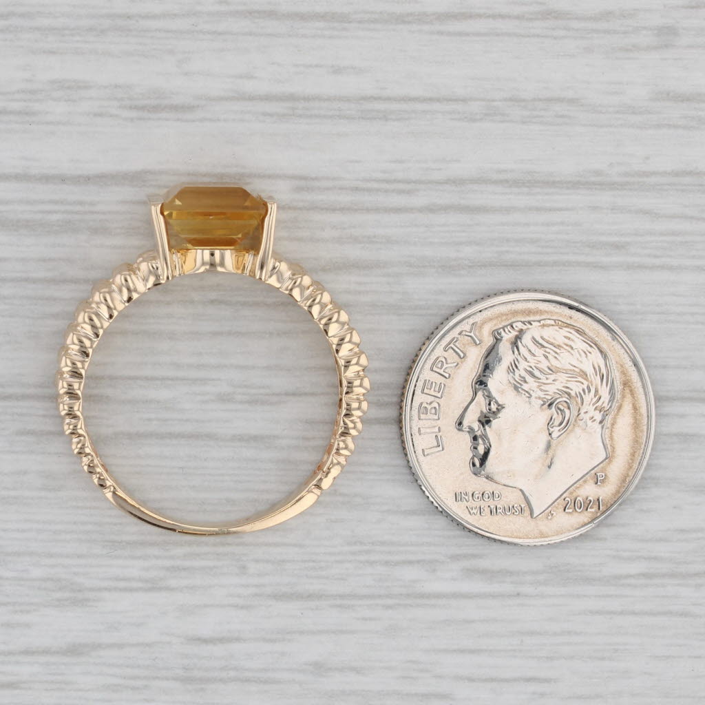 Gray 1.60ct Citrine Solitaire Ring 14k Yellow Gold Size 7.5 Bead Band