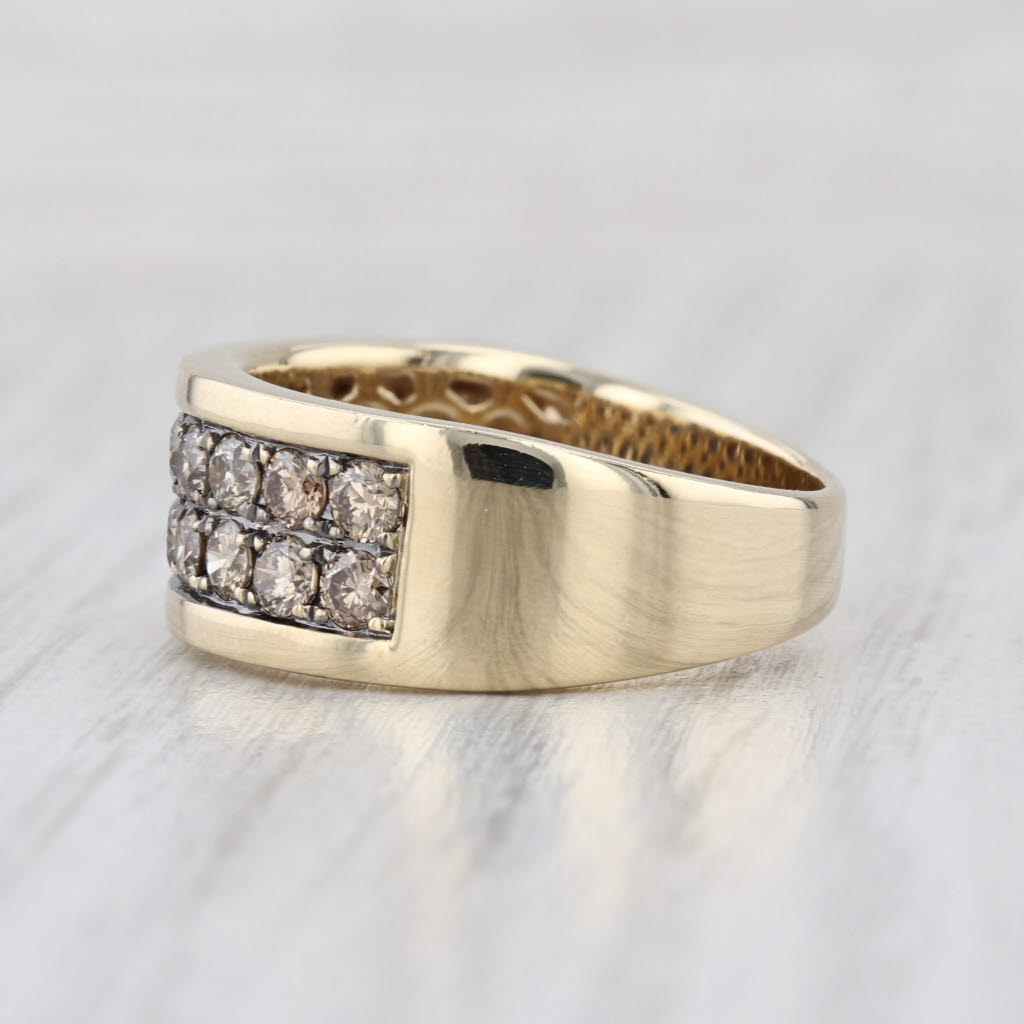 1.45ctw Champagne Diamond Ring 10k Yellow Gold Size 10.5 Men's Wedding