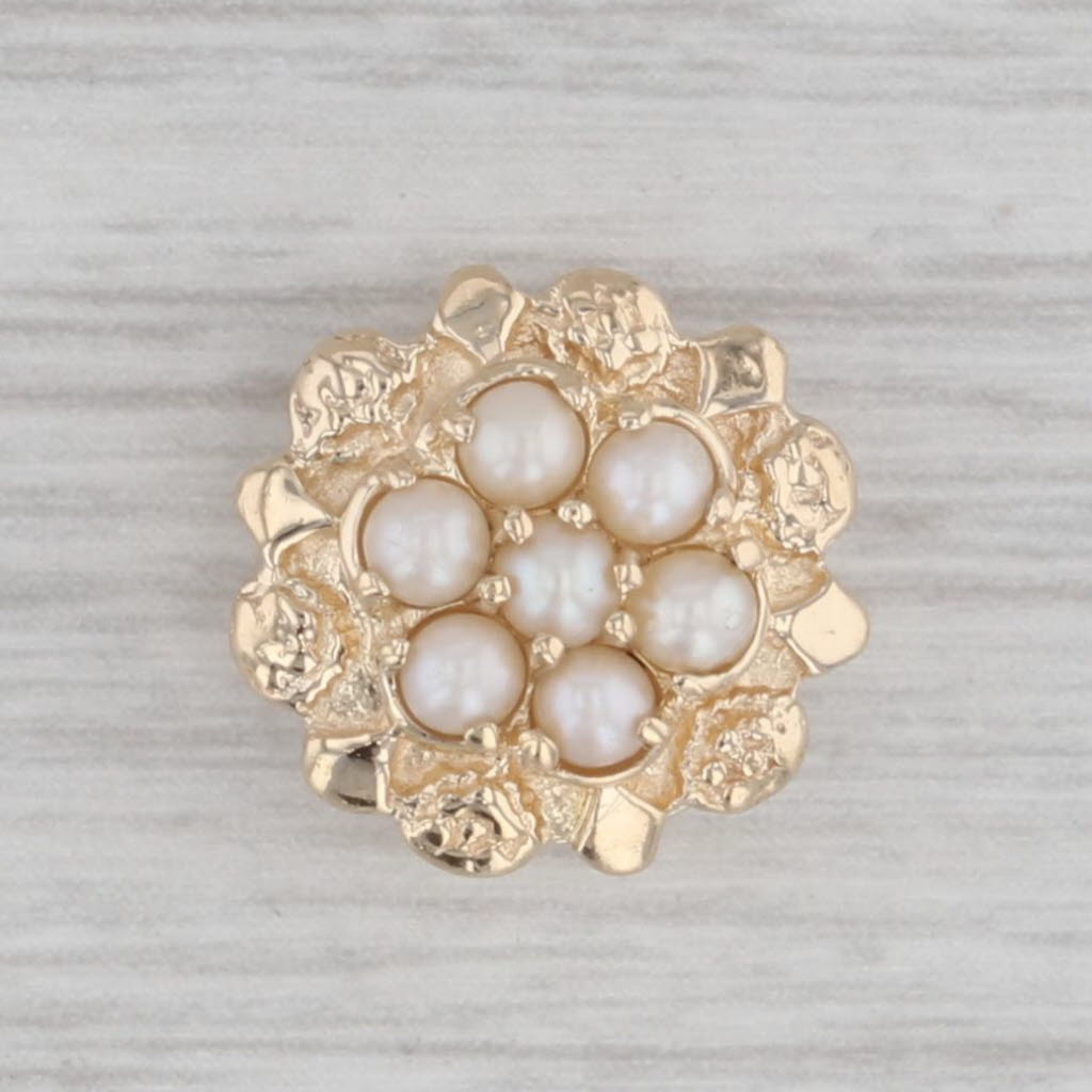 Gray Richard Klein Cultured Pearl Cluster Flower Slide Bracelet Charm 14k Yellow Gold