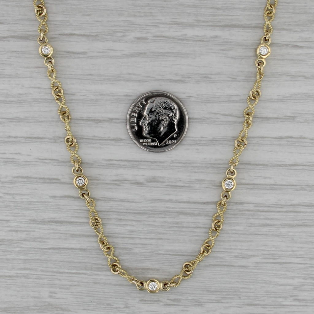 0.50ctw Diamond Station Necklace 18k Yellow Gold 18.5" Figure-8 Infinity Chain