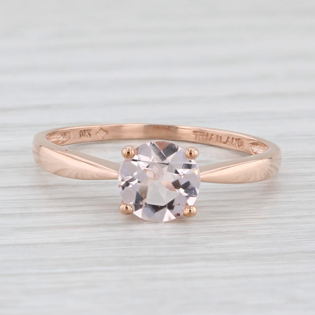 Light Gray 0.74ct Round Pink Morganite Solitaire Ring 10k Rose Gold Size 8