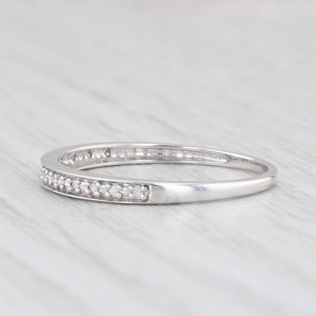 Light Gray New Diamond Wedding Band 10k White Gold Size 6.25 Stackable Ring
