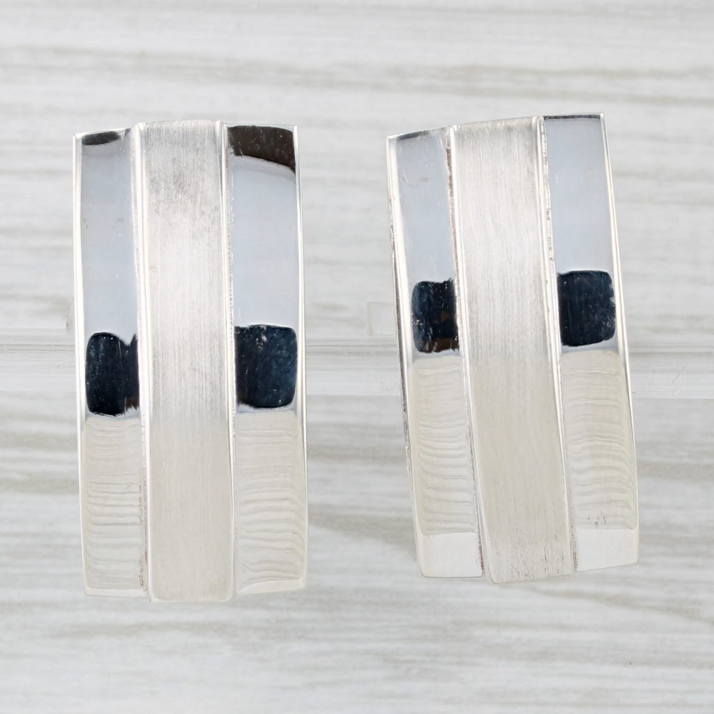 Light Gray Sterling Silver Vintage Clip On Earrings Mexico Statement Drops
