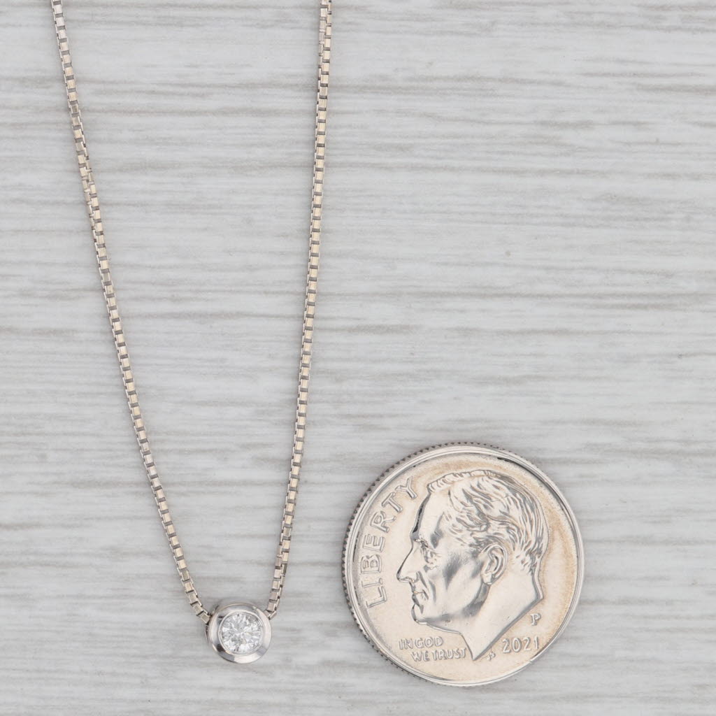 Gray Round Diamond Solitaire Pendant Necklace 14k White Gold 18.5" Box Chain