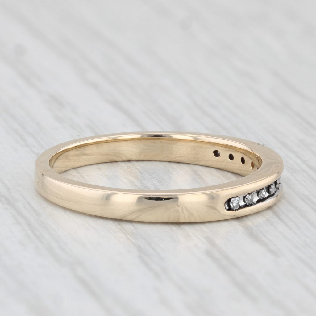 Light Gray Diamond Wedding Band 10k Yellow Gold Stackable Ring Size 7