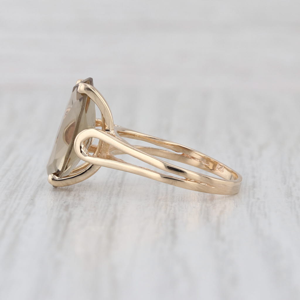 4.12ct Oval Smoky Quartz Solitaire Ring 14k Yellow Gold Size 7.25