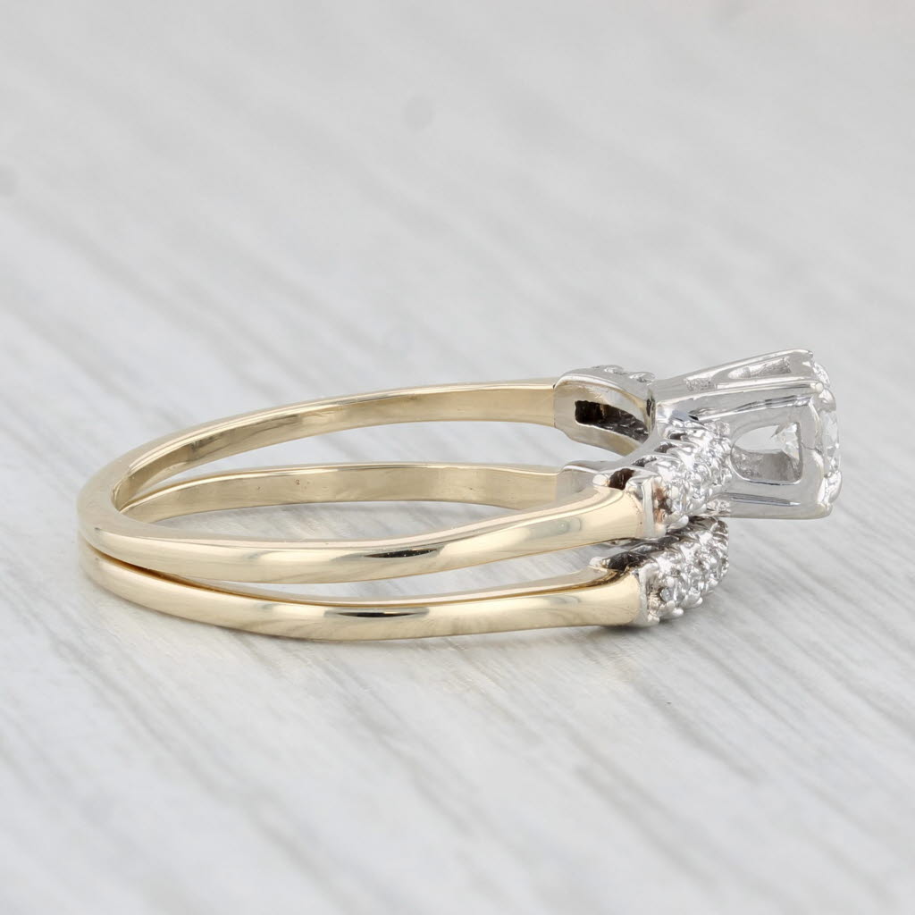 Light Gray 0.23ctw Diamond Engagement Ring Wedding Band Bridal Set 14k Yellow Gold Size 8