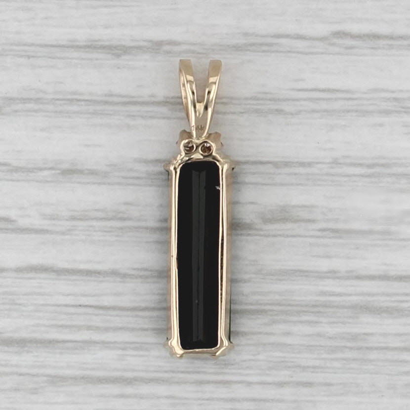 4.90ct Green Tourmaline Diamond Pendant 14k Yellow Gold Emerald Cut Drop