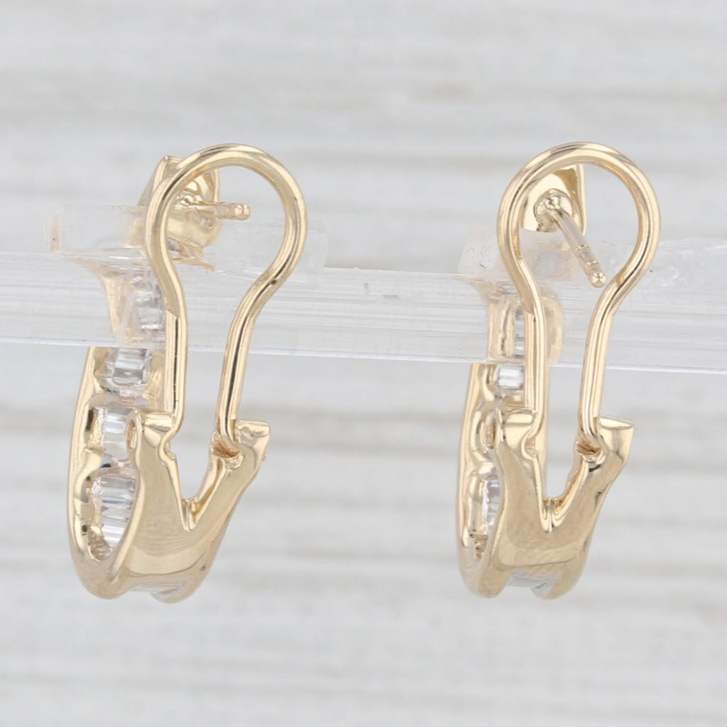 Light Gray 1ctw Diamond Journey J-Hook Earrings 14k Yellow Gold Omega Backs