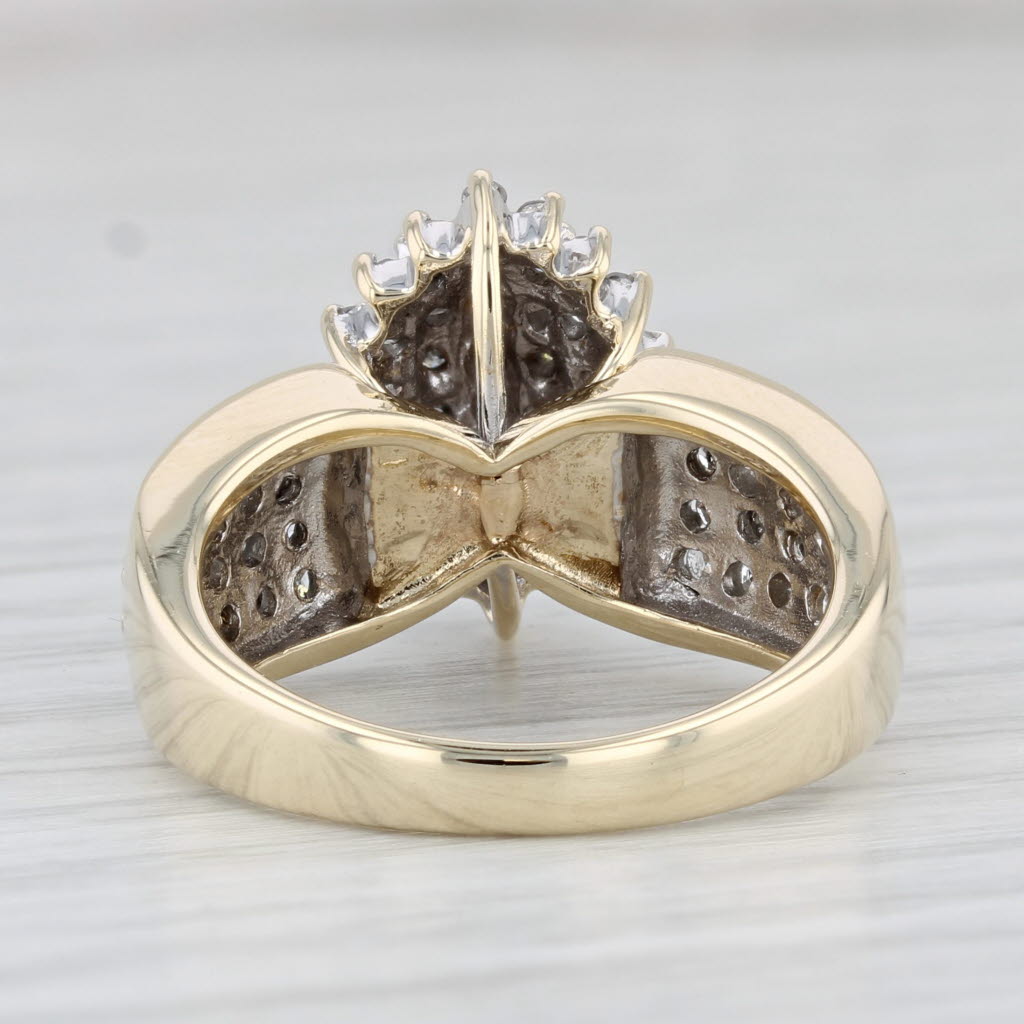 Light Gray 0.97ctw Diamond Cocktail Cluster Ring 10k Yellow Gold Size 7