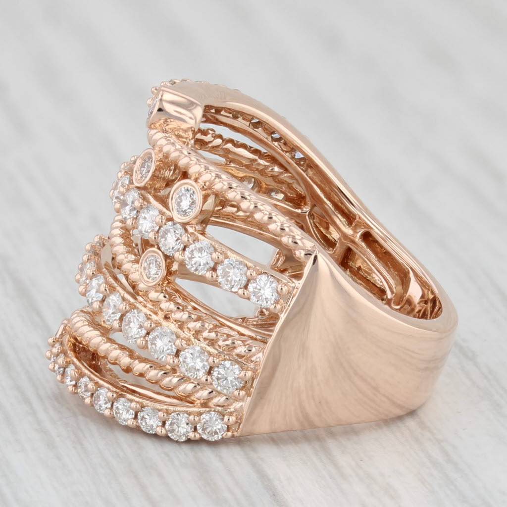 Light Gray Le Vian 1.25ctw Diamond Multi-Band Cocktail Ring 14k Rose Gold Size 7