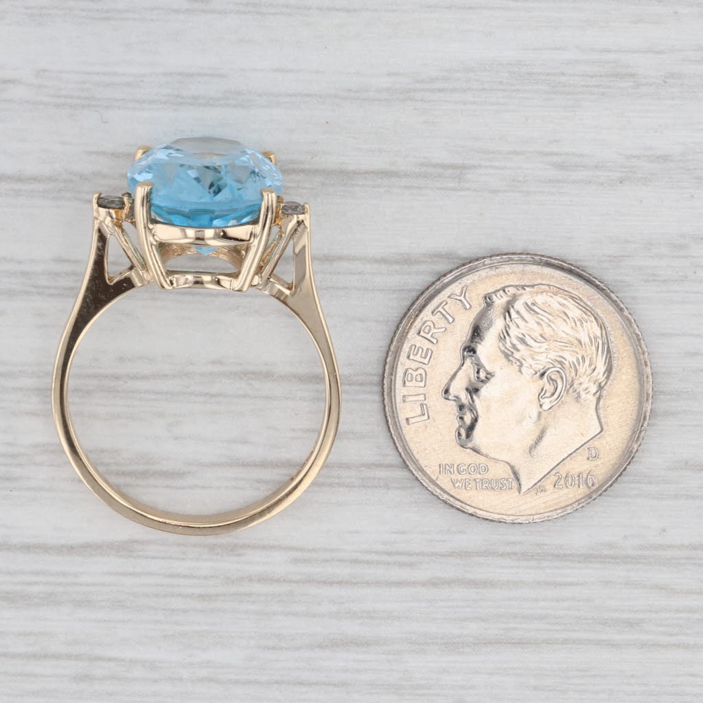 Light Gray 6.90ctw Oval Blue Topaz Diamond Ring 14k Yellow Gold Size 6.25