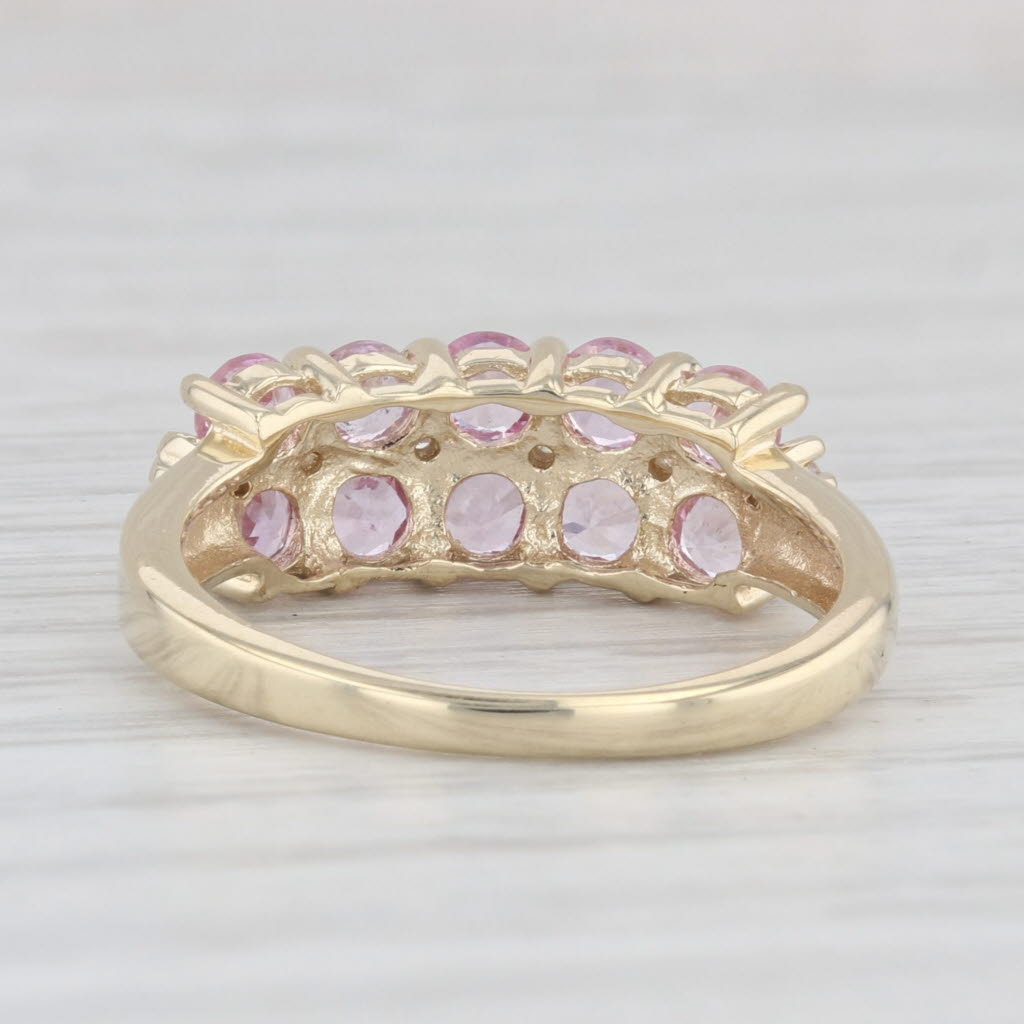 Light Gray 1.63ctw Pink Sapphire Diamond Ring 10k Yellow Gold Size 6 Stackable