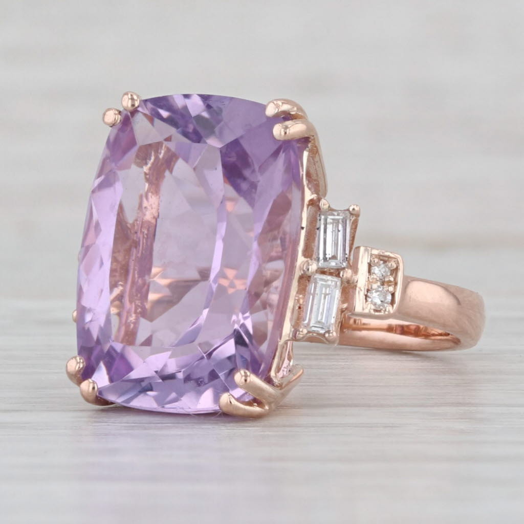 Effy 6.81ctw Light Amethyst Diamond Ring 14k Rose Gold Size 2.75