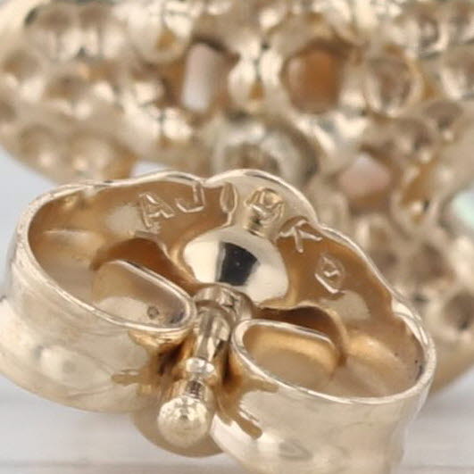 Vintage Cultured Pearl Cluster Stud Earrings 14k Yellow Gold Studs
