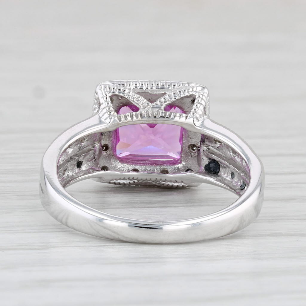 Light Gray 2.63ctw Lab Created Pink Sapphire Diamond Ring 10k White Gold Size 6.5