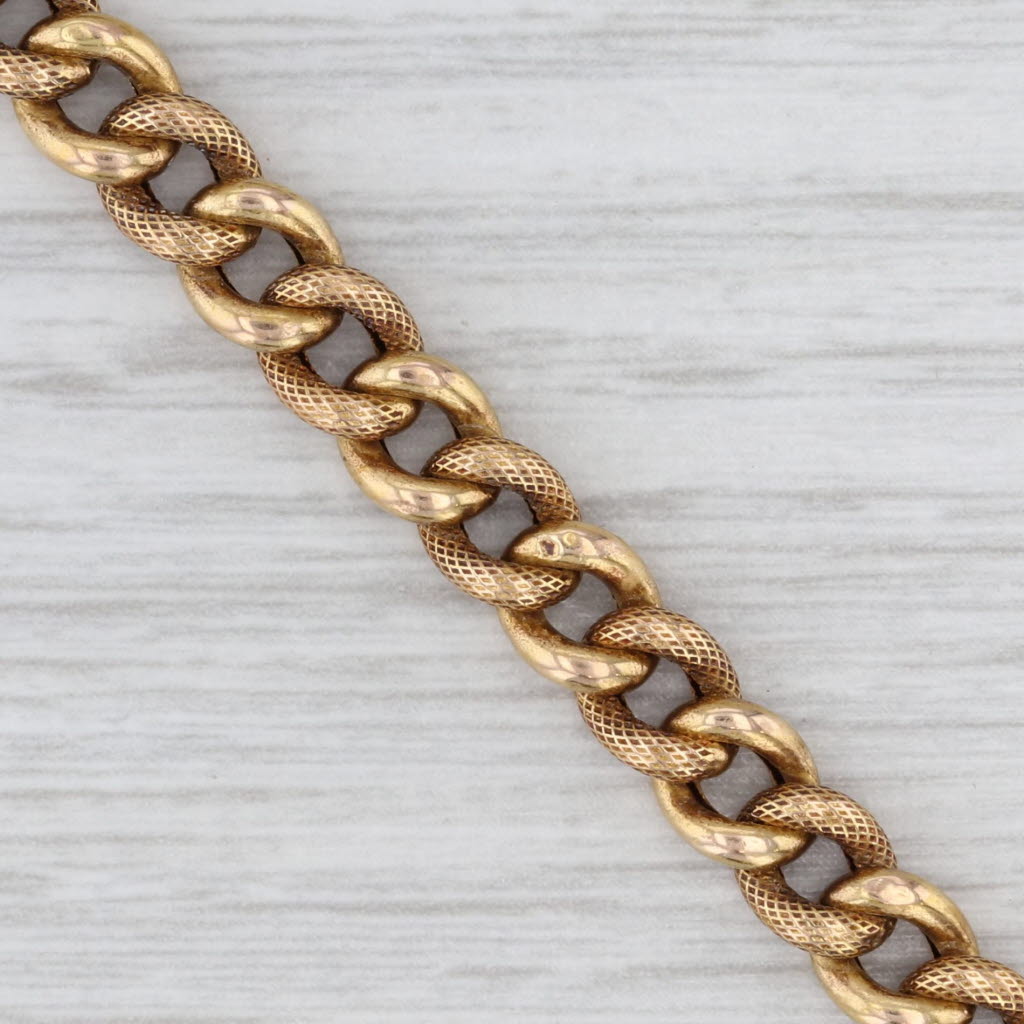 Light Gray Antique Curb Chain Bracelet 22k Yellow Gold 7.25" 5.7mm Box Clasp Safety Chain