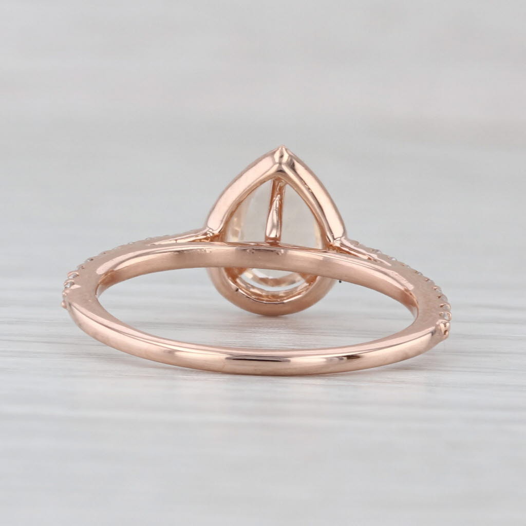 1.16ctw Pear Peach Topaz Diamond Halo Ring 14k Rose Gold Engagement Size 7.25
