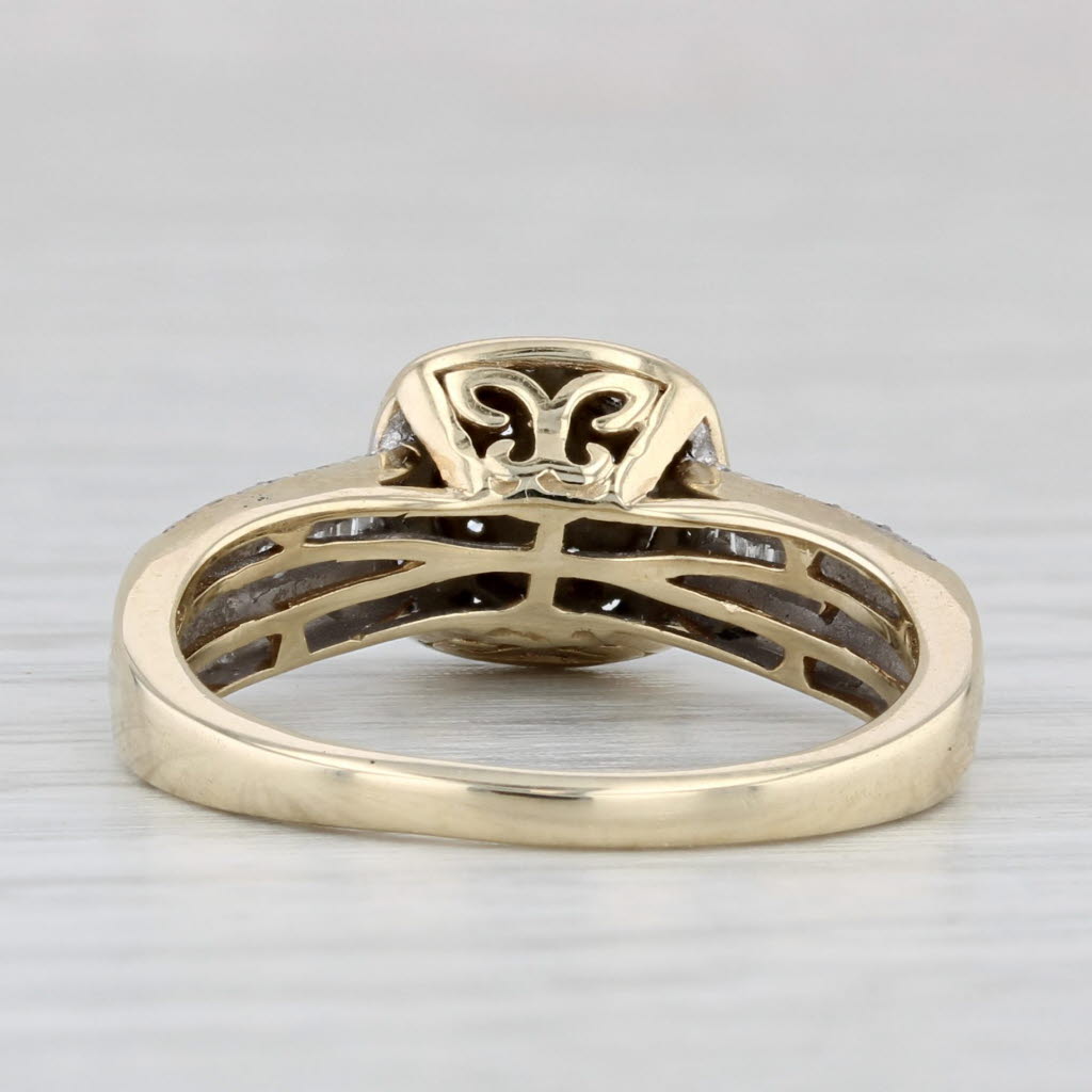 Light Gray 0.16ctw Diamond Halo Engagement Ring 10k Yellow Gold Size 7