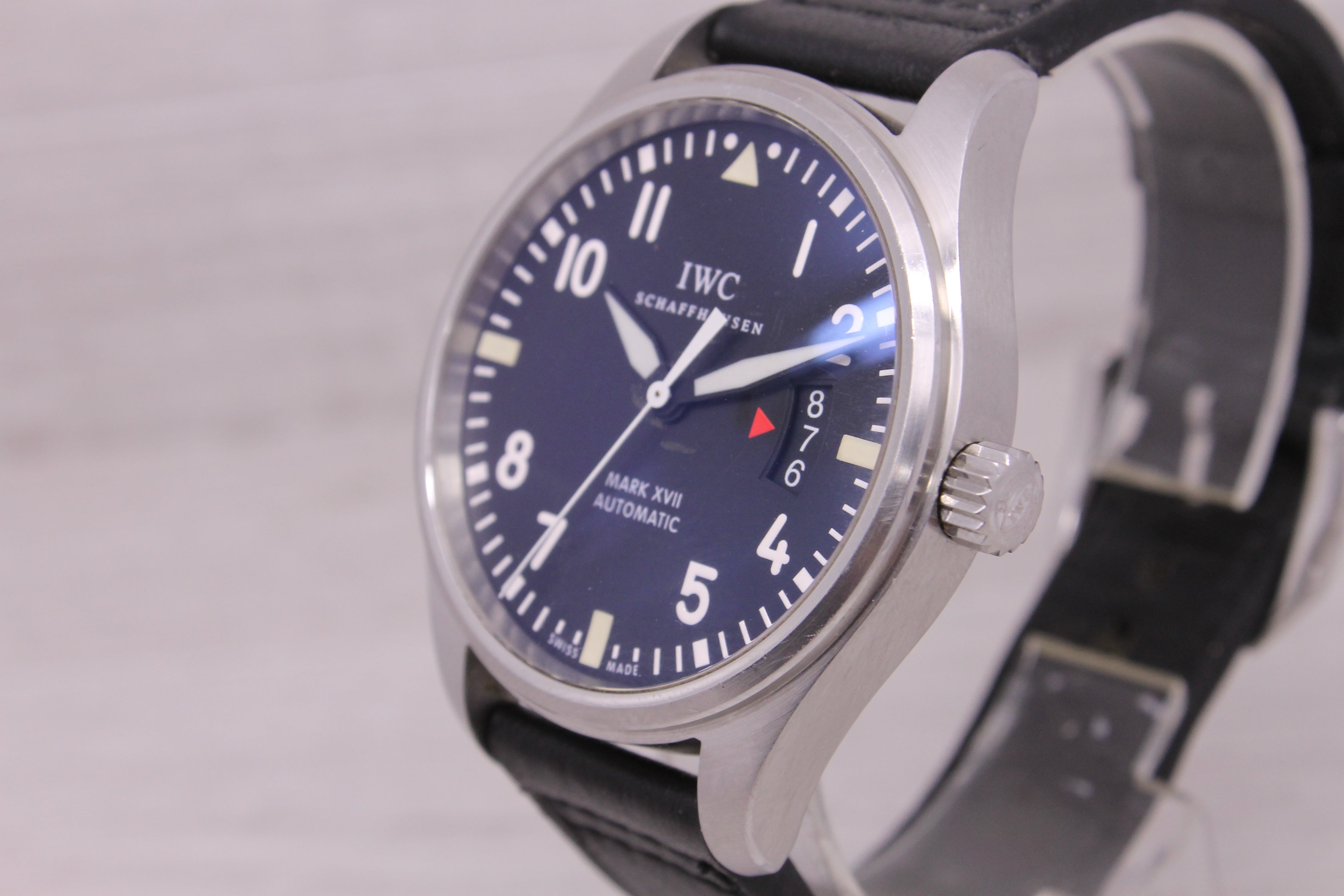 Gray IWC Mark XVII IW326501 Men 41mm Steel Automatic Watch Original Box Strap Service
