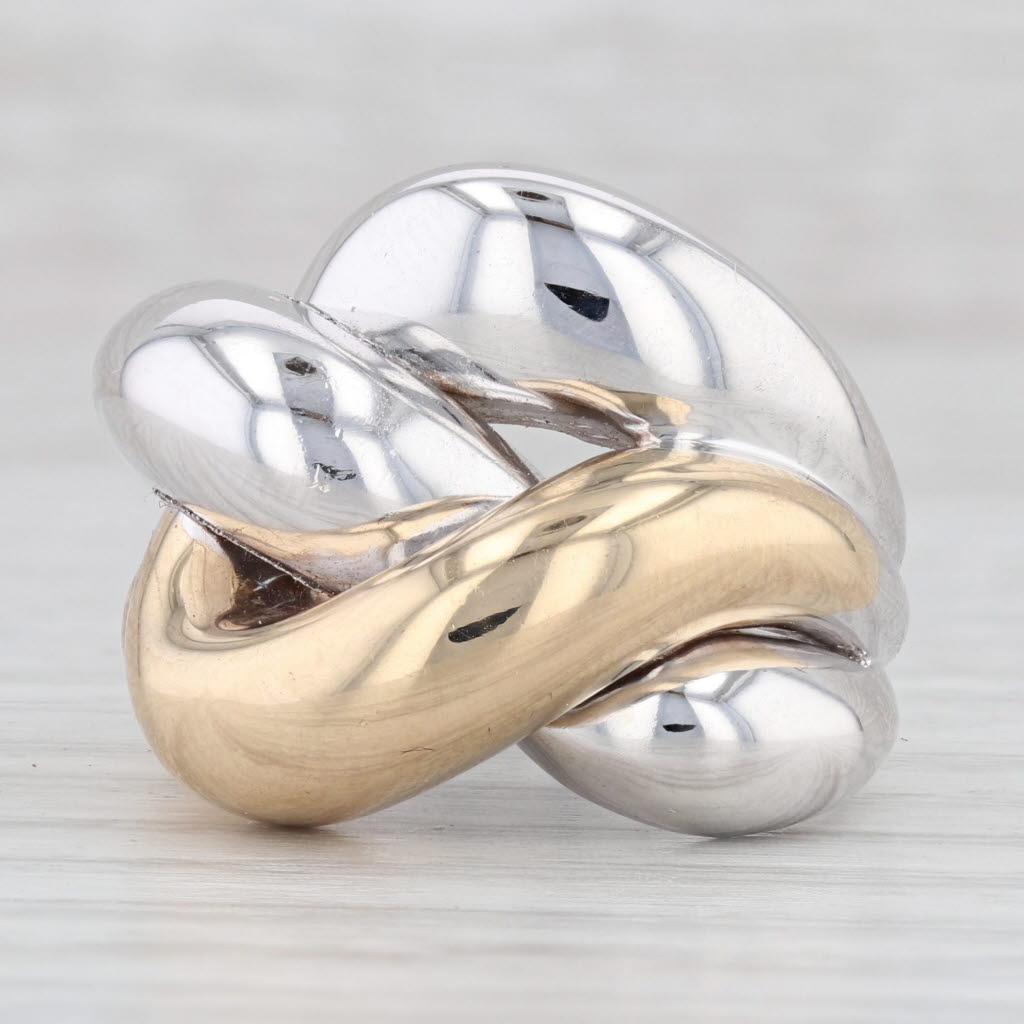 Light Gray Knot Work Love Knot Ring 14k Yellow White Gold Size 6.5 2-Toned Statement