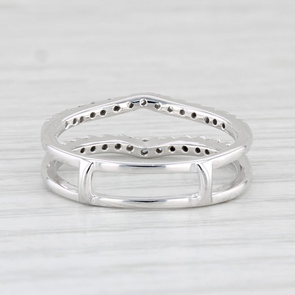 Light Gray Diamond Ring Jacket Guard 14k White Gold Size 5.25-5.5 Wedding Band