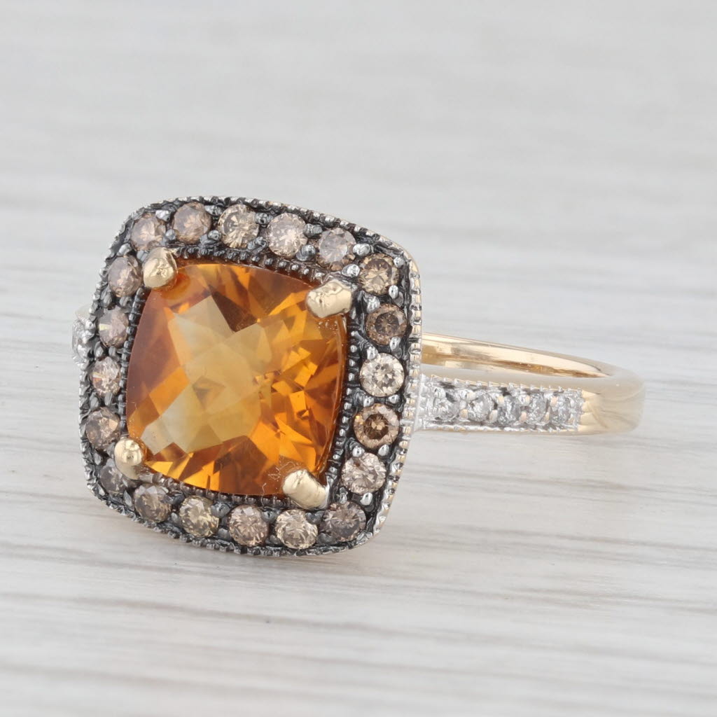 Light Gray 2.61ctw Orange Citrine Diamond Halo Ring 14k Yellow Gold Size 7
