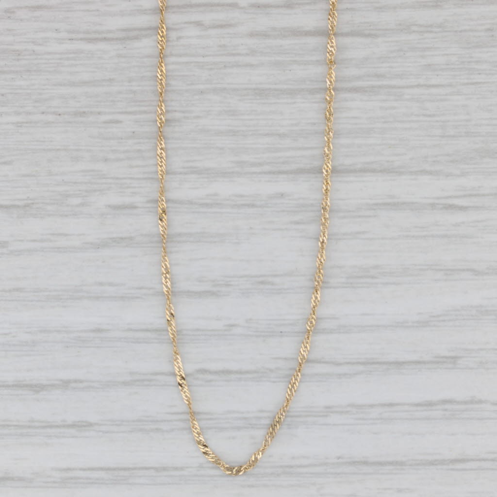 Gray 19" 1.2mm Singapore Chain Necklace 14k Yellow Gold