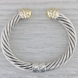 David Yurman Cable Cuff Bracelet Sterling Silver 14k Gold Hinged 7" 10mm