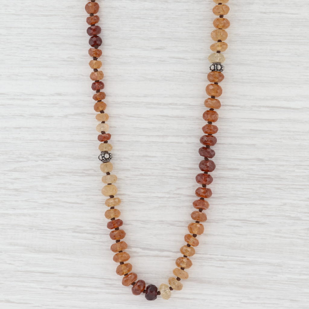New Nina Wynn Garnet Bead Heirloom Necklace Sterling Silver 39.5-43.5" Long