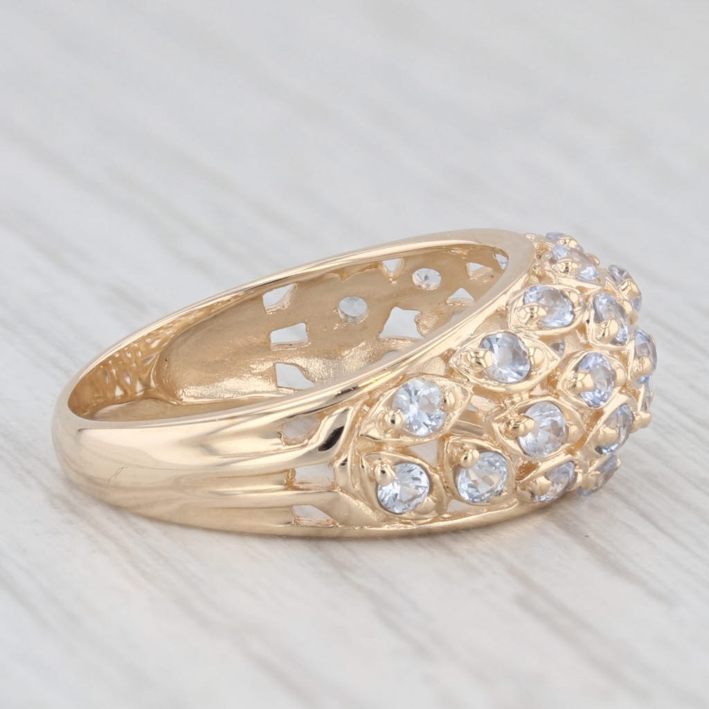 Light Gray 1.35ctw White Colorless Sapphire Cluster Ring 10k Yellow Gold Size 7.25