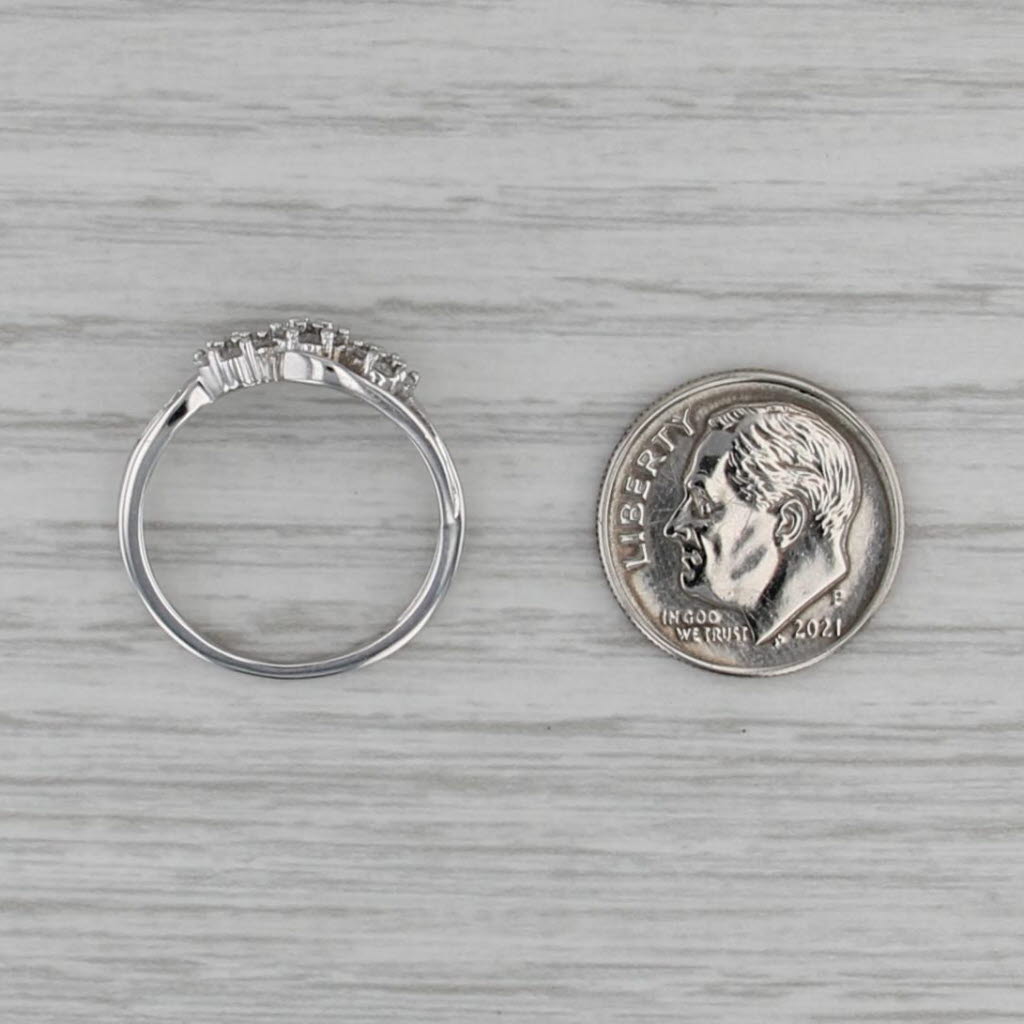 0.37ctw Diamond Cluster Ring 10k White Gold Stackable Size 6.25