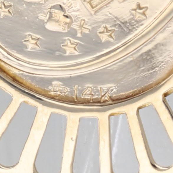 Miraculous Medal Pendant 14k Yellow Gold Catholic Religious Virgin Mother Mary