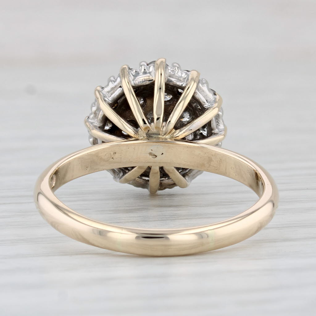 Light Gray 1.50ctw Diamond Cluster Ring 14k Yellow Gold Vintage Engagement Size 11