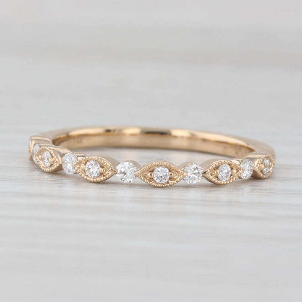 Light Gray 0.20ctw Diamond Wedding Ring 14k Yellow Gold Size 6.75 Stackable Band
