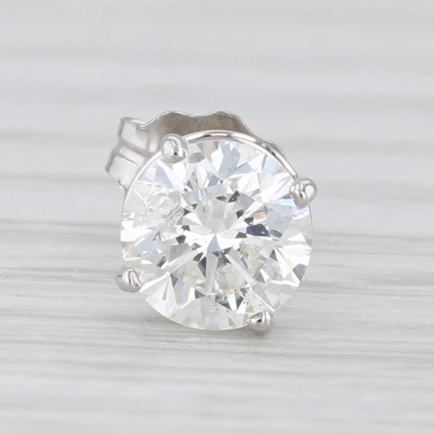 Light Gray New 1.08ct Single Round Natural Diamond Stud Earring 14k White Gold